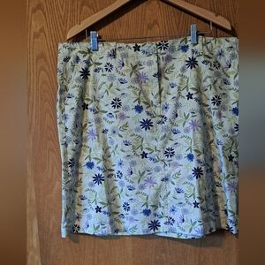 J. Jill Floral Pencil Skirt - Cream and Blue